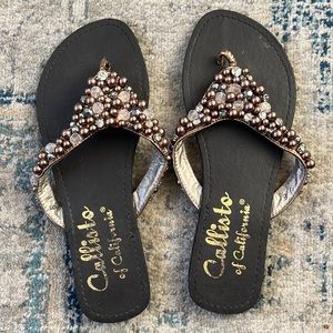 Callisto beaded flip flops